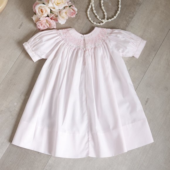 RARE Feltman Brothers Pink Bishop Dress Smocked Hand Embroidery - Picture 4 of 4